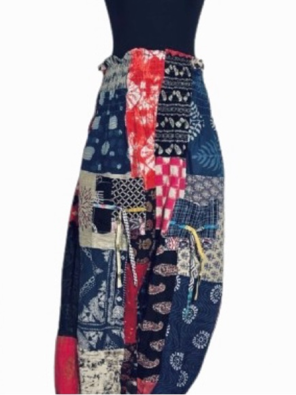 100% Cotton JACKPOT Colorful Patchwork Harem Pants Boho Bohemian Yoga Medium - Picture 13 of 15